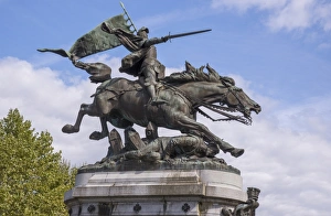 Woman Prints: Statue of Joan of Arc riding horse, Chinon, Indre-et-Loire, Central France, September