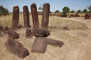 Stones Prints: Stones marking burial site, Wassu Stone Circles, Gambia, january