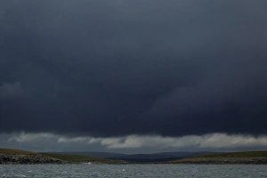 Stormy Prints: Stormclouds and coastline, over Weisdale and Nesting