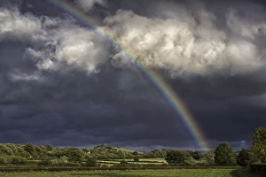 Storm Prints: Stormclouds and rainbow over pasture, Brecon Beacons N. P. Mid Wales, October