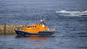 Lifeboats Prints: Tamar class lifeboat at sea, Sennen Cove, Sennen, Cornwall, England, May