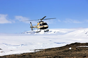 Helicopter Prints: Tourists in helicopter, Devil Island, Weddell Sea, Antarctica, December