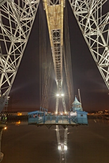 Twilight Prints: Transporter bridge over river at twilight