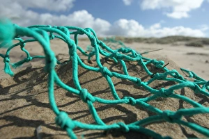 Environmental Prints: Trawl net washed up on beach, Gower Peninsula, West Glamorgan, Wales, March