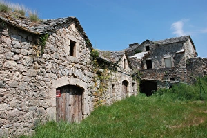 Typical farm buildings, Causse Mejean, Aveyron, Midi-Pyrenees, France, may