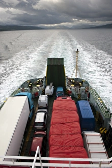 Cars Prints: Vehicles on ferry boat at sea, Firth of Lorn, Argyll and Bute, Scotland, August