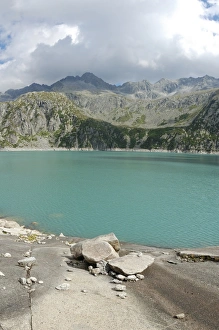 Glacial Prints: View of alpine glacial lake habitat, Italian Alps, Italy, july