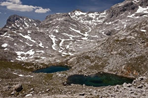 Iberia Prints: View of alpine lakes in high cirque