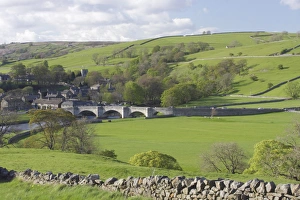 Landscape Prints: View of five arched stone bridge over River Wharfe