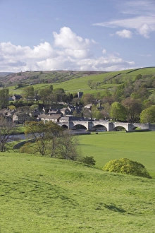 Wharfedale Prints: View of five arched stone bridge over River Wharfe