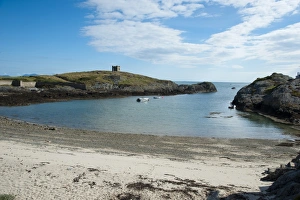 Anglesey Prints: View of beach and bay, Borthwen, Cymyran Bay, Anglesey, North Wales, august