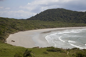 Sub Tropical Prints: View of beach and forested coastline, Ilha do Mel, Parana, Brazil