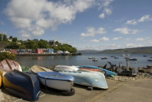 Sea Side Prints: View of boats and anchors on waterfront of coastal town