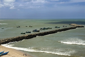Meet Prints: View of breakwater with moored fishing boats