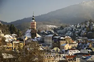Religions Prints: View of church and spa town in snow