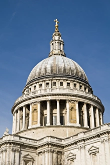 Places Prints: View of city cathedral dome, St. Pauls Cathedral, City of London, London, England, march