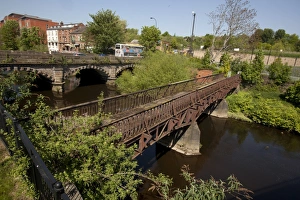 Centres Prints: View of city centre river with bridges