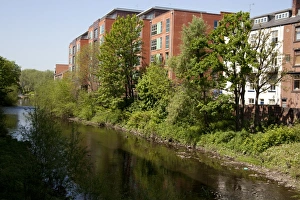 Centres Prints: View of city centre river and buildings