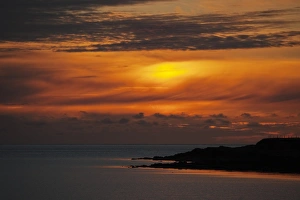 Sun Set Prints: View of coastline at sunset, Westing Beach, Unst, Shetland Islands, Scotland, June