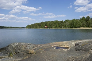 Cottages Prints: View of cottage in coastal bay, Baltic Sea, Uppland, Sweden, may