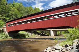 Eastern Seaboard Prints: View of covered bridge crossing river
