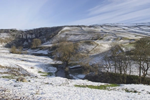 L Imestone Prints: View of curved limestone cliff at head of valley