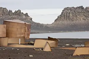 Environmental Prints: View of derelict whale oil storage tanks at abandoned whaling station