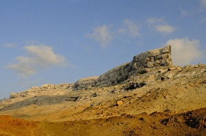 Formation Prints: View of desert mountain formation, Samha Cliffs, Samha Island, Socotra, Yemen, march