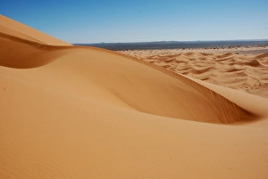 Sandy Prints: View of desert sand dunes, Grande Dune, Erg Chebbi, Sahara Desert, Morocco, February