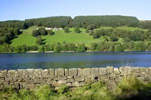 Reservoirs Prints: View of drystone wall and reservoir