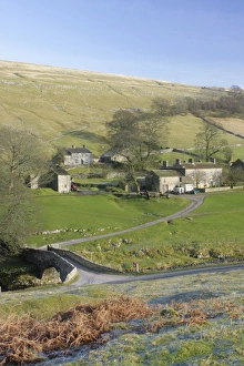 Editor's Picks: View of farm, road and stone bridge in river valley