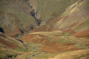Falls Prints: View of fell valley with waterfall in distance