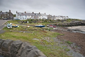 North Umberland Prints: View of fishing village harbour, Craster, Northumberland, England, july