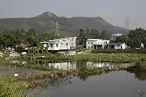 Oriental Prints: View of freshwater fishponds habitat