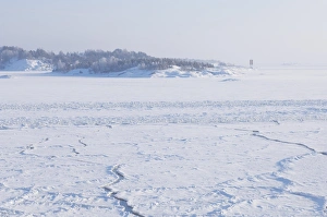Ices Prints: View over frozen sea, near Helsinki, Uusimaa, Gulf of Finland, Baltic Sea, Finland, winter