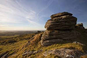 Moorland Prints: View of granite outcrop on moorland habitat