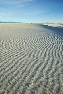 Winds Prints: View of gypsum dunes with windblown ridges