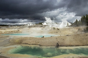 Storm Prints: View of hotsprings with approaching stormclouds