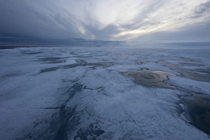 North Polar Prints: View of ice floes in polar night, Spitsbergen, Svalbard