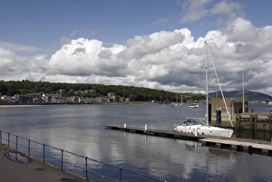 Jetty Prints: View of jetty and coastal town, Rothesay, Isle of Bute, Argyll and Bute, Scotland, july