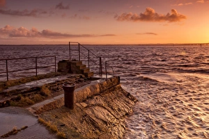 Sunrise Prints: View of jetty at sunrise, Sudbrook Jetty