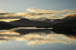 View of lake and mountains at sunset, Upper Lake, Lakes of Killarney, Dunkerron Mountains and Macgillycuddys Reeks