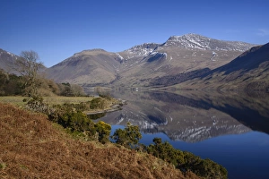 View of lake in over-deepened glacial valley, deepest lake in England at 79 metres (258 feet), Wastwater