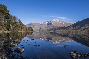 View of lake in over-deepened glacial valley, deepest lake in England at 79 metres (258 feet), Wastwater