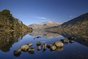 View of lake in over-deepened glacial valley, deepest lake in England at 79 metres (258 feet), Wastwater