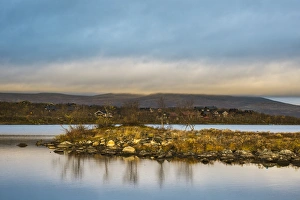 Northern Europe Prints: View of lake shore at sunrise, Lake Kilpis