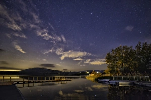 Jetty Prints: View of lake by starlight at night