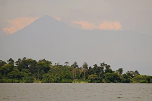 Peak Prints: View of lake with volcano in distance