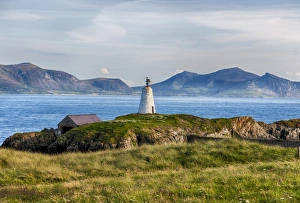 National Prints: View of lighthouse and coastline on tidal island