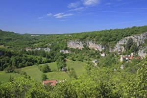 Gorge Prints: View of limestone gorge, Saint-Sulpice sur Cele, Gorges du Cele, Lot, France, may